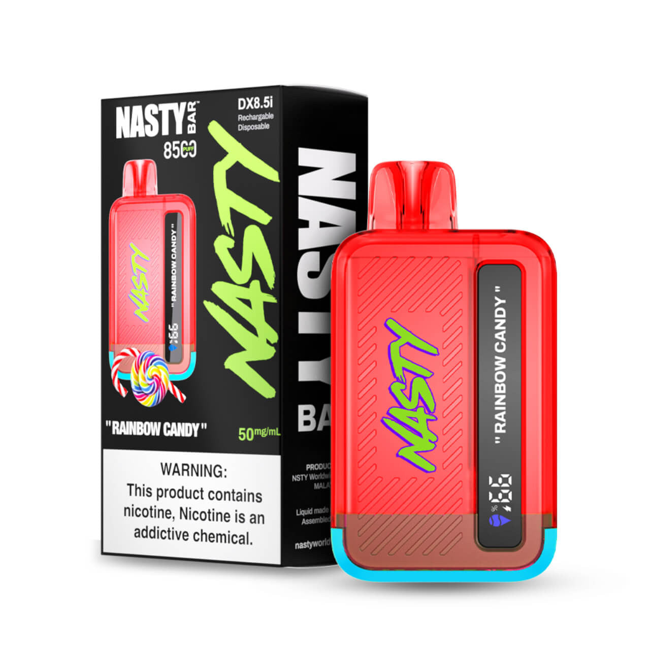 Nasty Bar DX8.5i 8500 - Rainbow Candy - Rechargeable Disposable Vape